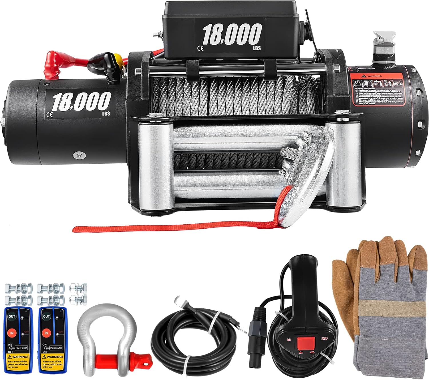 VEVOR Truck Winch 18000lbs Electric Winch 75ft/22.8m Cable Steel 12V Power Winch Jeep Winch with Wireless Remote Control and Powerful Motor for UTV ATV & Jeep Truck Wrangler in Car Lift