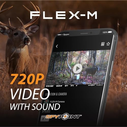 SPYPOINT FLEX-M Twin Pack Cellular Trail Cameras - Best Value in Hunting Accessories, No WiFi Needed, GPS, Night Vision, Dual-Sim LTE, IP65 Water-Resistant, 28MP Photos, 720p Videos + Sound (2)