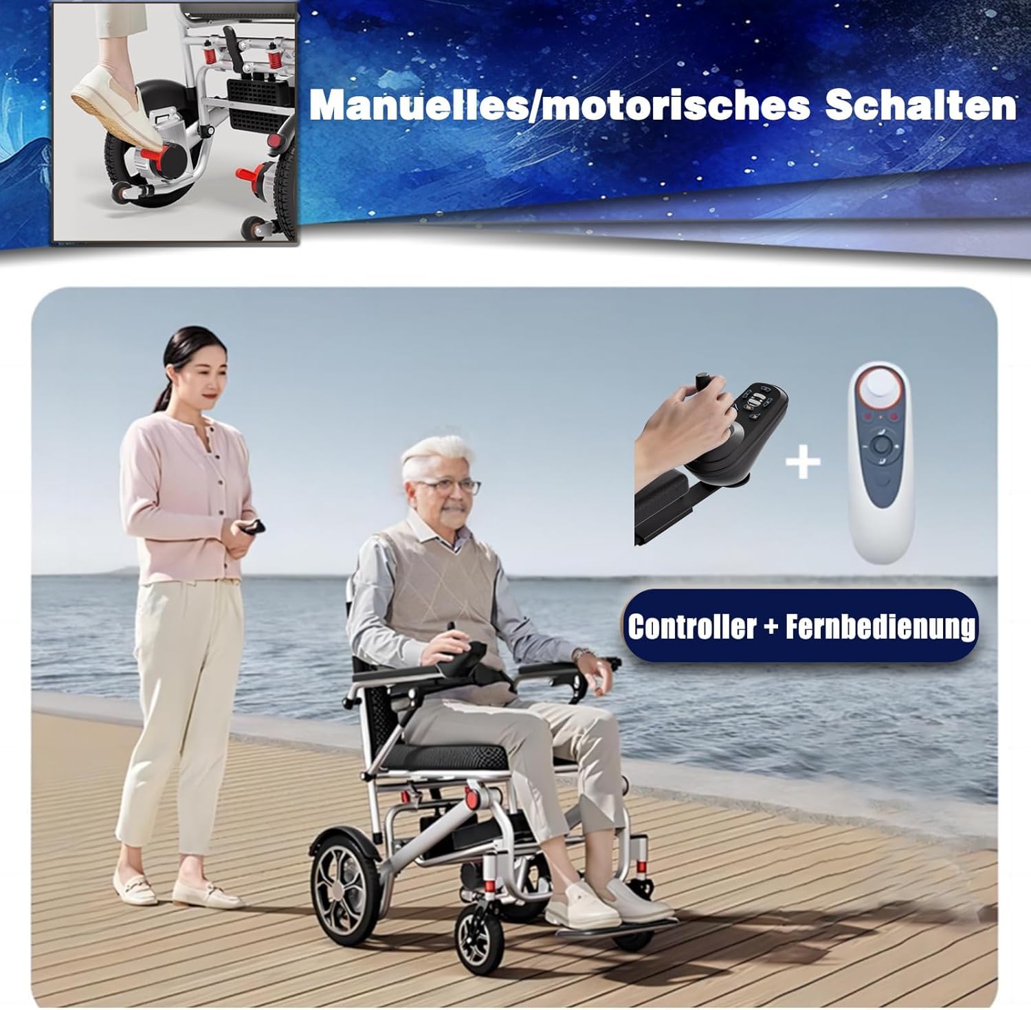 Electric Wheelchair for Adults Intelligent Power Wheelchairs Lightweight Foldable All Terrain Motorized Wheelchair for Seniors Compact Portable Airline Approved-Up to 330Lbs