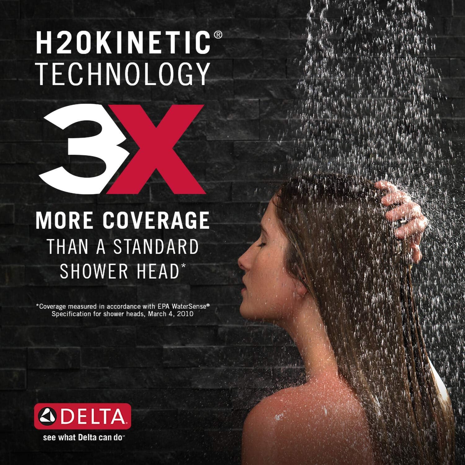 Delta Faucet Ara 14 Series Single-Function Shower Faucet Set, Single-Spray H2Okinetic Shower Head, Black Shower Faucet, Delta Shower Trim Kit, Matte Black T14267-BL (Valve Not Included)
