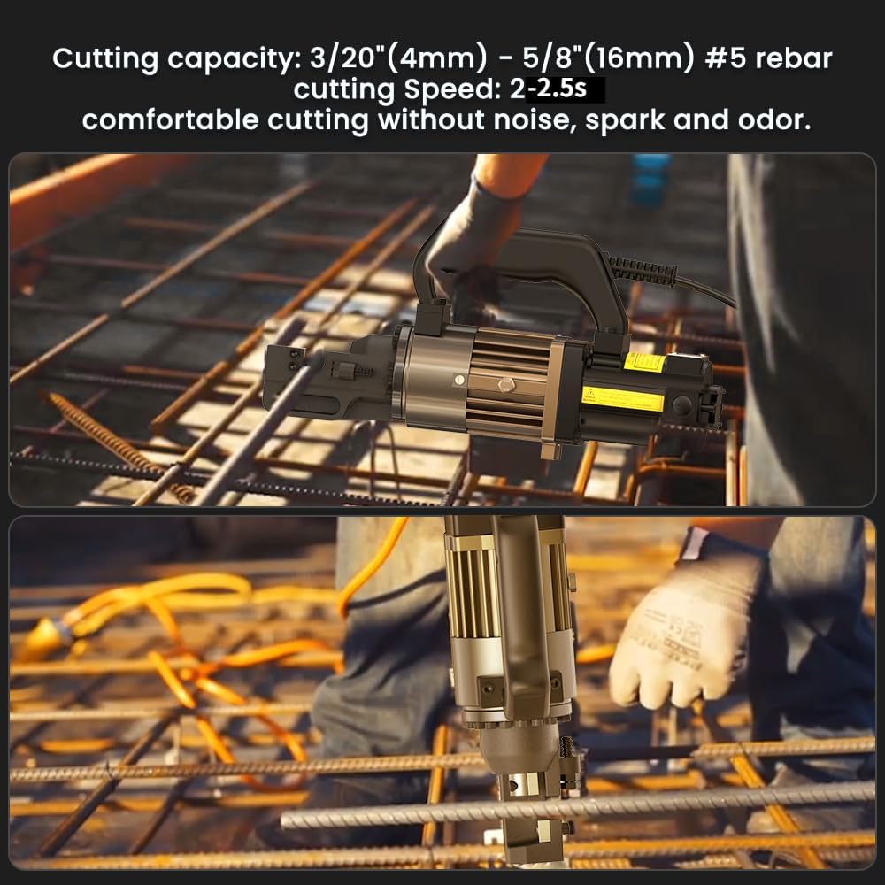 Anbull 900W Electric Hydraulic Rebar Cutter, Cutting up to 5/8 Inch 4-16mm #5 Rebar, with Replaceable Blades, Cutting Speed 2.5-3S, with Lighter Aviation Aluminum-alloy Frame (PC-16#5)