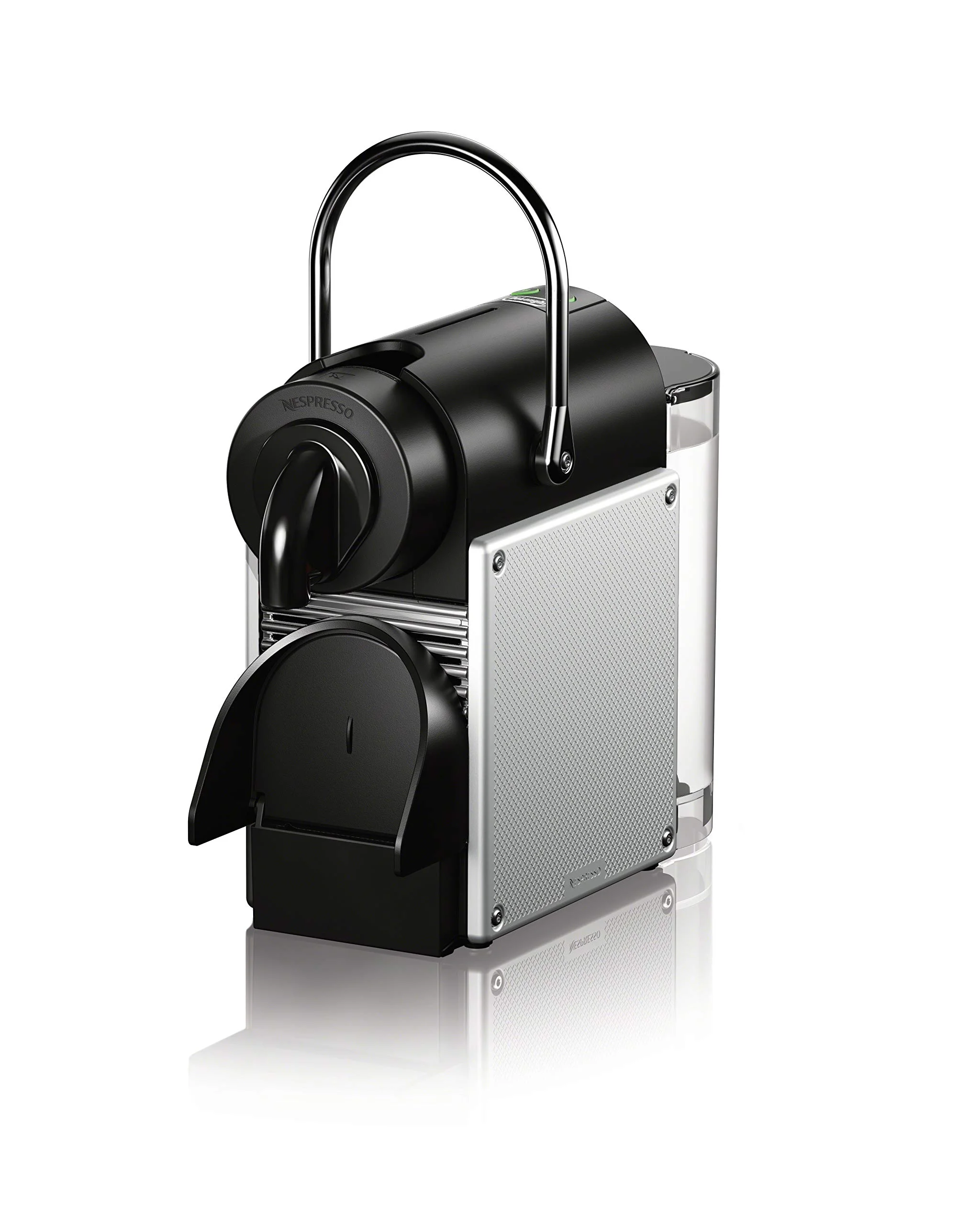 Nespresso by De'Longhi Pixie Single-Serve Espresso Machine with Simplified Water Tank in Aluminum and Aeroccino Milk Frother in Black