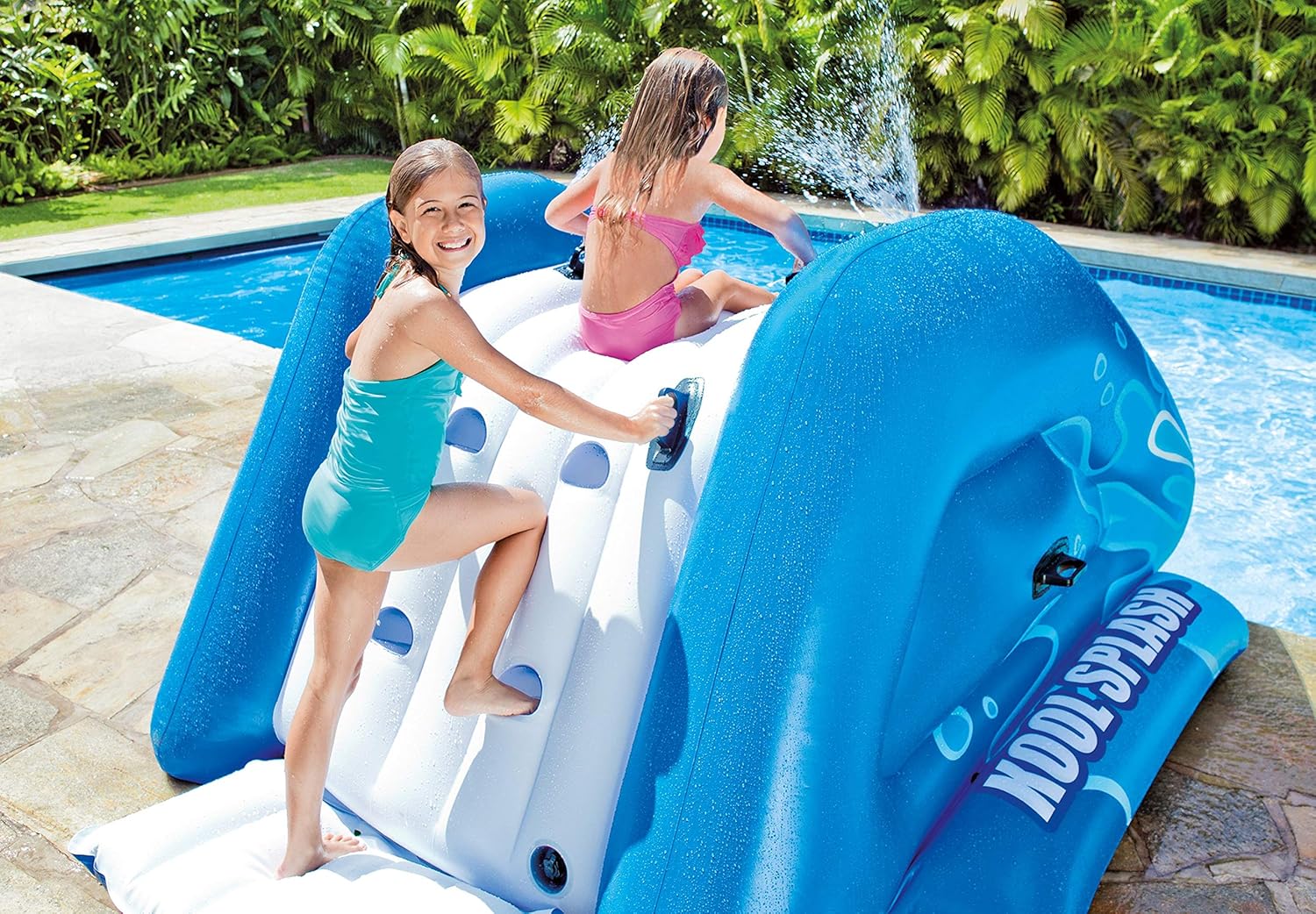 Intex Kool Splash Durable Vinyl Inflatable Play Center Swimming Pool Water Slide with Built in Sprayers for Kids and Adults, Age 6 and Up, Blue
