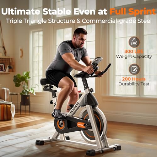 YOSUDA Exercise Bike, Brake Pad Stationary Bike for Home with Exclusive App, Magnetic Indoor Cycling Bike with 300 lb Weight Capacity, Low Noise, Tablet Holder and Fitness Courses for Weight Loss