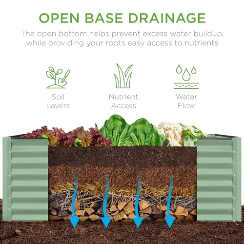 Best Choice Products 8x4x2ft Outdoor Metal Raised Garden Bed, Deep Root Planter Box for Vegetables, Flowers, Herbs, and Succulents w/ 478 Gallon Capacity - Gray