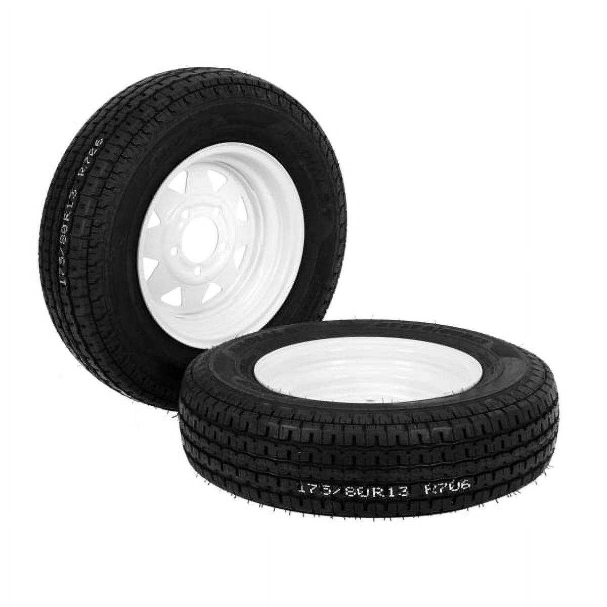 2-Pk Trailer Tire & Rim ST175/80R13 13" Load C 5 Lug White Spoke