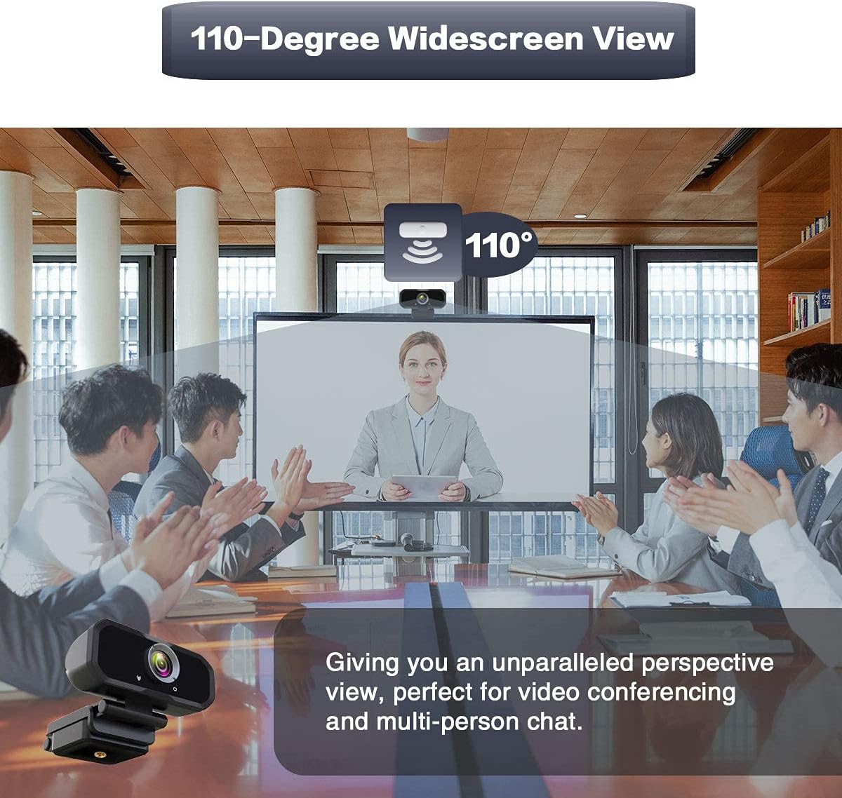 Webcam 1080p HD Computer Camera - Microphone Laptop USB PC Webcam with Privacy Shutter and Tripod Stand, 110 Degree Live Streaming Widescreen Recording Pro Video Web Camera for Calling, Conferencing Pack of 2
