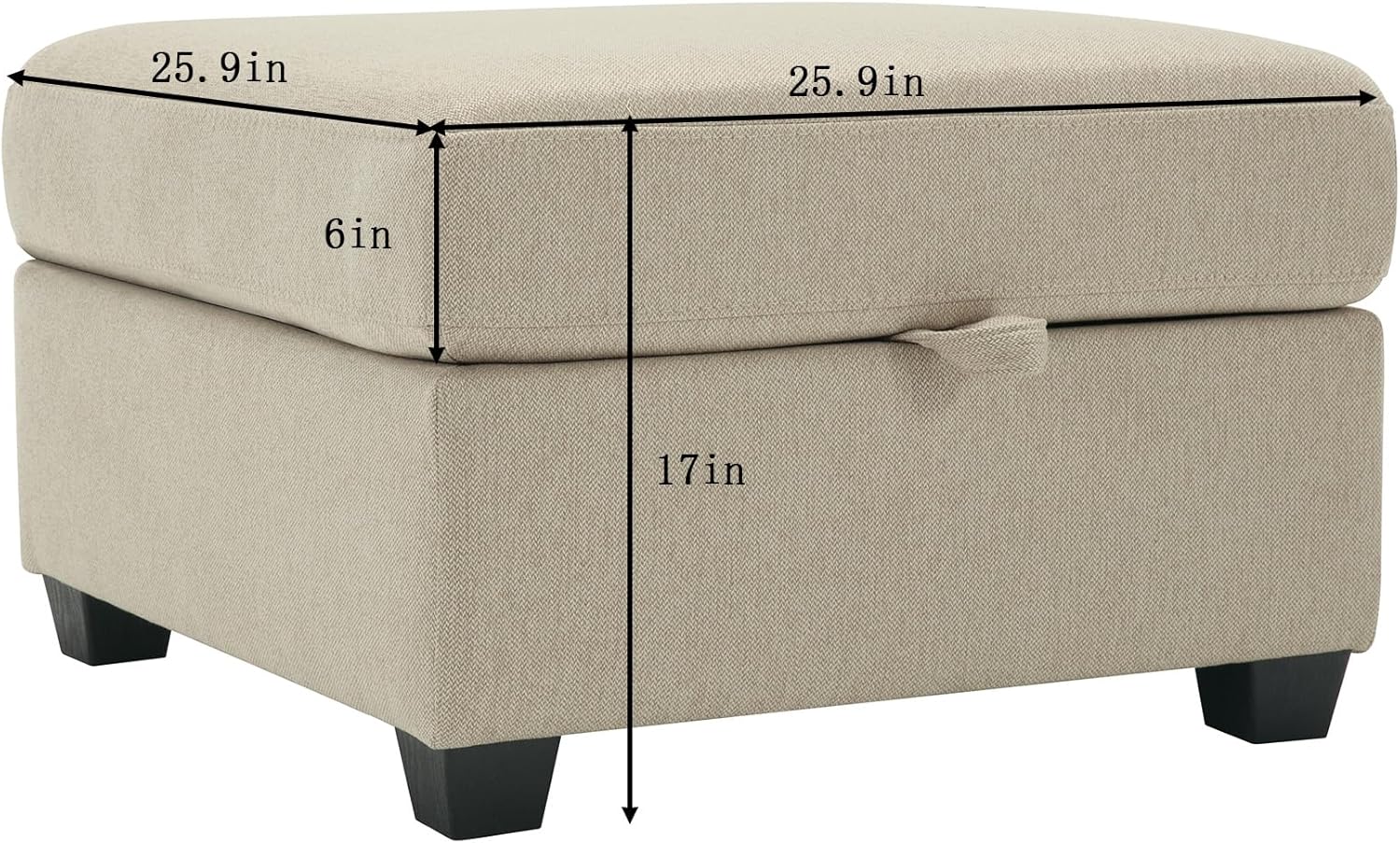 Space Saving Small Sectional Sofa with Ottoman, 2 Seater Sofa with 1 Ottoman, All Seats and Ottomans with Storage Function - Beige