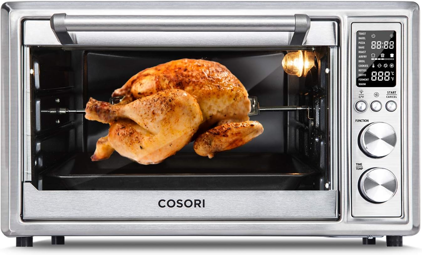 COSORI 12-in-1 Air Fryer Toaster Oven Convection Roaster with Rotisserie & Dehydrator, 30L, Silver & Electric Kettle Glass Boiler Hot Water & Tea Heater with LED Indicator Light, 1.7L, Black