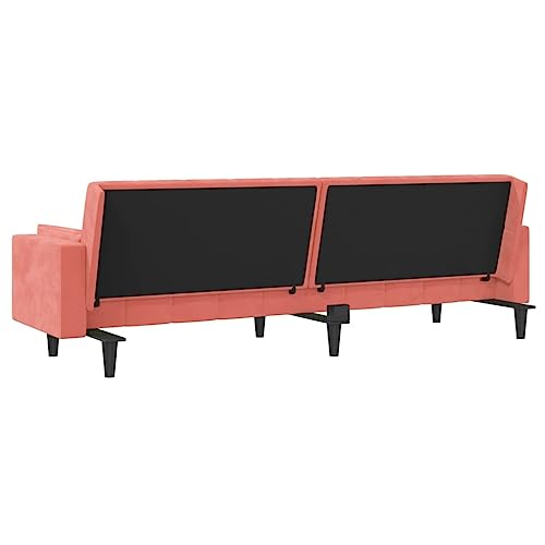 2-Seater Sofa Bed with Two Pillows Pink Velvet,Multifunctional Sofa Bed with Modern Design for Practical and Comfortable Living Spaces
