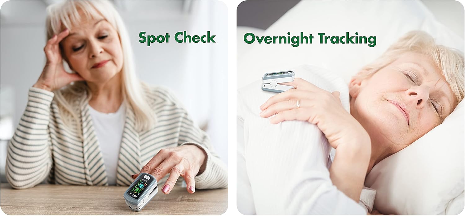 EMAY Sleep Oxygen Monitor with PC Software & App | Bluetooth Pulse Oximeter Rechargeable for Overnight & Continuous SpO2 Tracking with 72 Hours Built-in Memory | Gives Informative Report & Analysis
