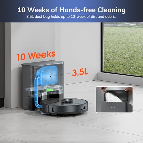 ILIFE V3s Pro Robot Vacuum Cleaner, Tangle-free Suction , Slim, Automatic Self-Charging Robotic Vacuum Cleaner, Daily Schedule Cleaning, Ideal For Pet Hair，Hard Floor and Low Pile Carpet,Pearl White