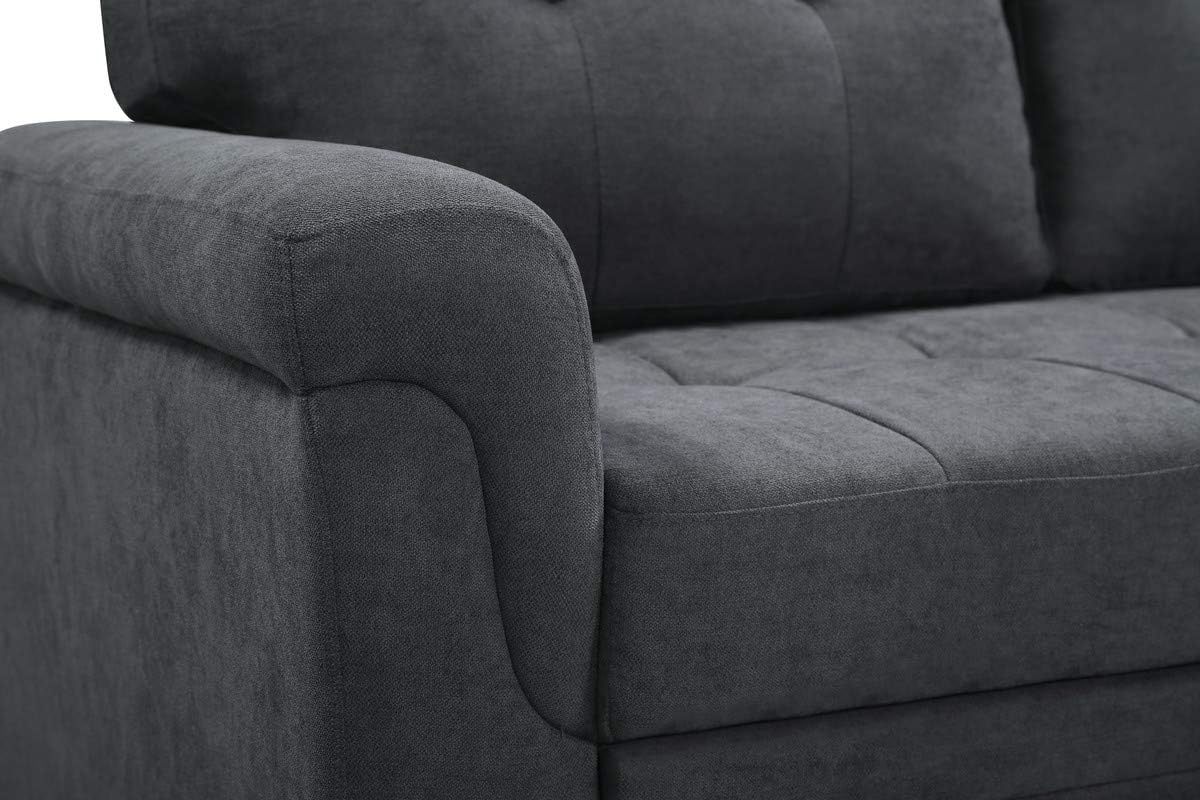 Rustani Dark Gray Reversible Sectional Sleeper Sofa Chaise with Storage in Woven Fabric