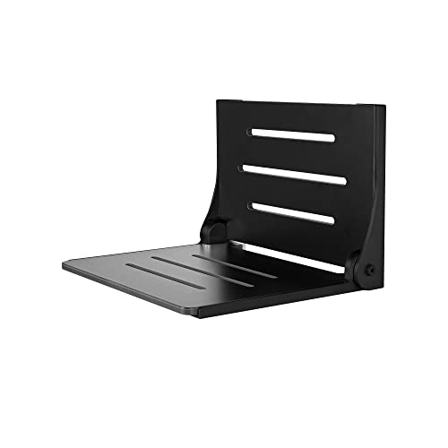 Seachrome Silhouette Folding Wall Mount Shower Bench Seat, Black Seat with White Frame
