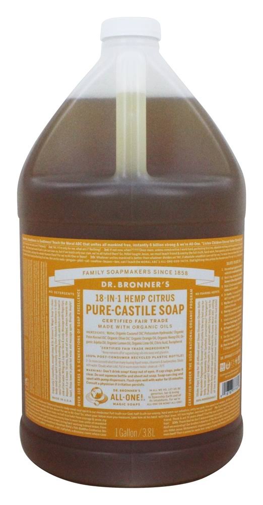Dr. Bronners Pure-Castile 18-In-1 Hemp Soap, Citrus Orange - 128 fl oz jug