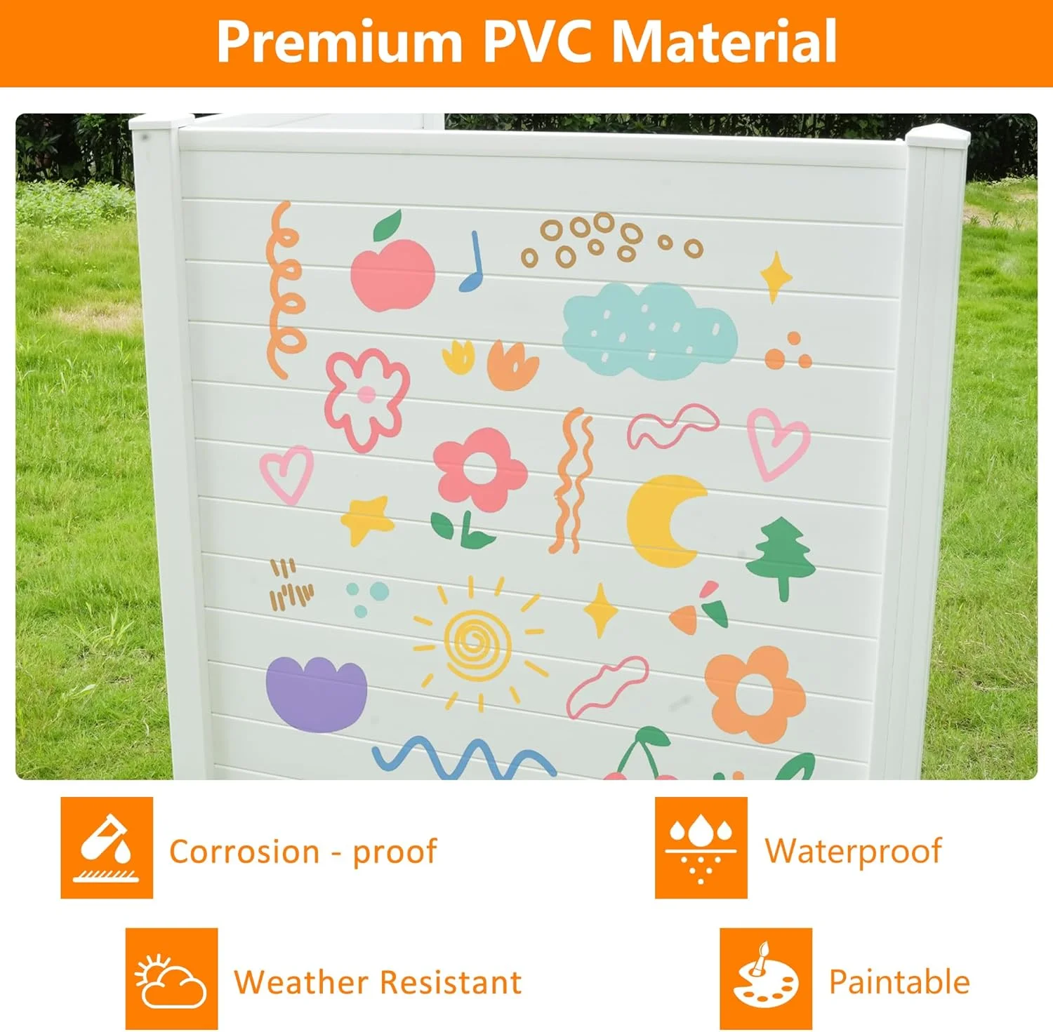 Outdoor Privacy Screen, Vinyl Privacy Fence Panels for Outside Units, Garden, Air Conditioner Enclosure, Pool Equipment, Trash Can, Privacy Screen Kit, 48" W X 48" H (2 Panels)