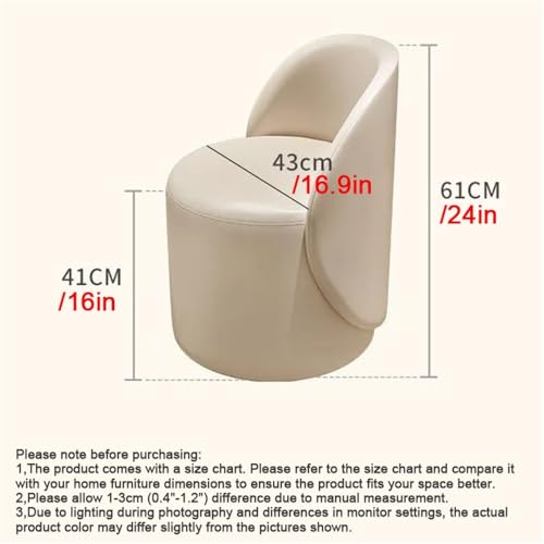 PU Leather Upholstered Dressing Stool, Vanity Stool with 360° Rotatable Base, Wood Frame Vanity Chair, Round Ottoman Foot Stool for Bedroom, Living Room, Entryway, Offices(Brown)
