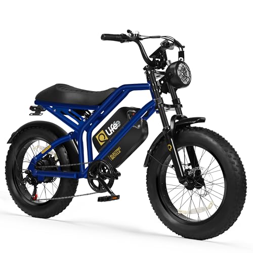 Electric Bike for Adults-1500W Peak Motor 20" Fat Tires 28MPH(Unlock to 35MPH) EBike Moped, 624-1248Wh Removable Battery Bicycle, with Dual Suspension & Brakes Motorcycle, 7-Speed,Spark