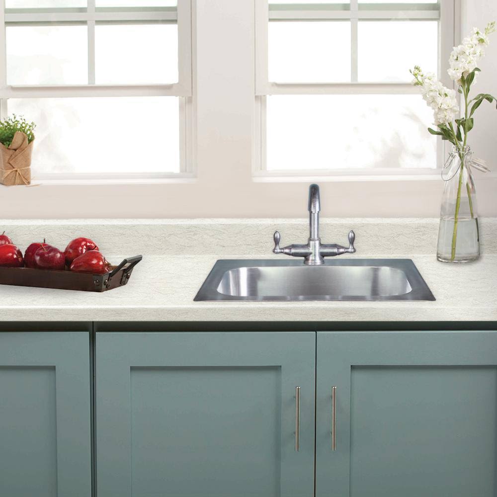 Hampton Bay 6 ft. White Laminate Countertop with Eased Edge in White Cascade with Backsplash