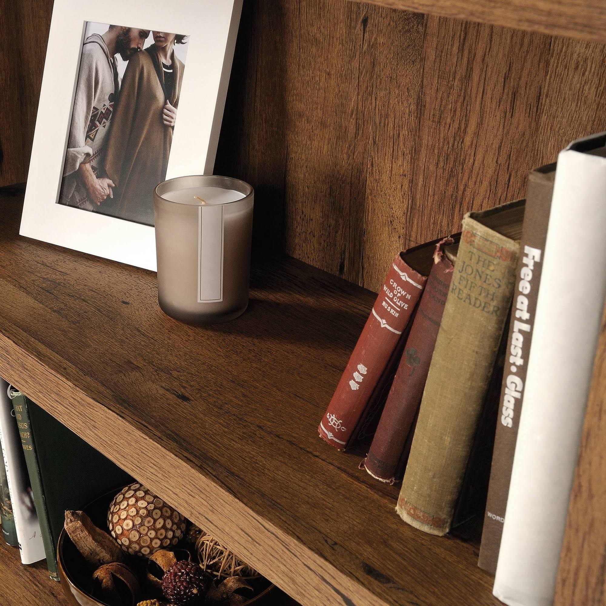 Sauder 5-Shelf Bookcase with Doors in Vintage Oak
