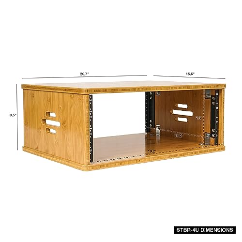 Sound Town DIY 4U Solid Bamboo Studio Rack w/ 14.2" Depth, Ventilation for Recording Room, PA/DJ Pro Audio, Home Audio (STBR-4U)