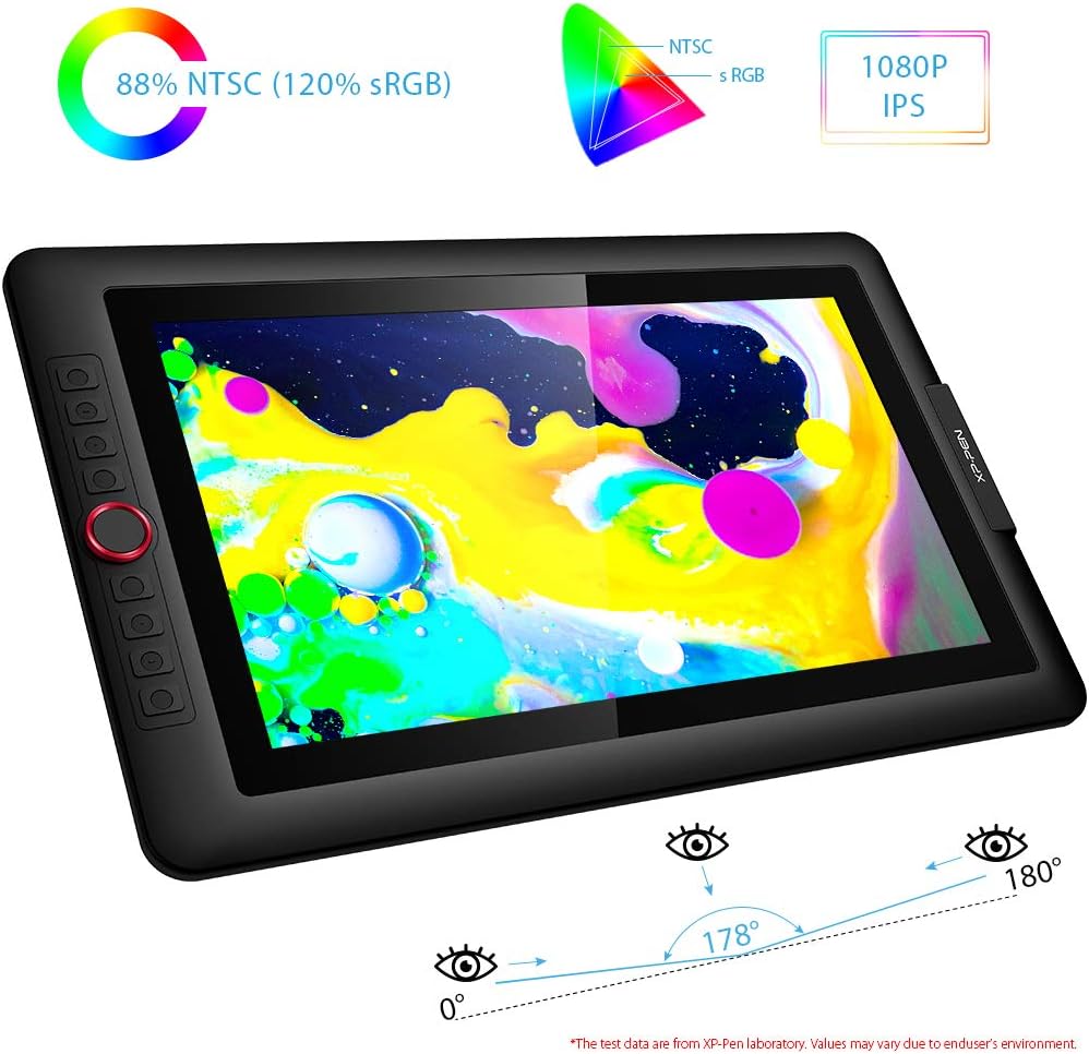 XP-PEN Artist15.6 Pro Drawing Pen Display Graphics 15.6 Inch Monitor Full-Laminated Technology Drawing Monitor with Tilt Function and Red Dial (8192 Levels Pen Pressure, 120% sRGB)