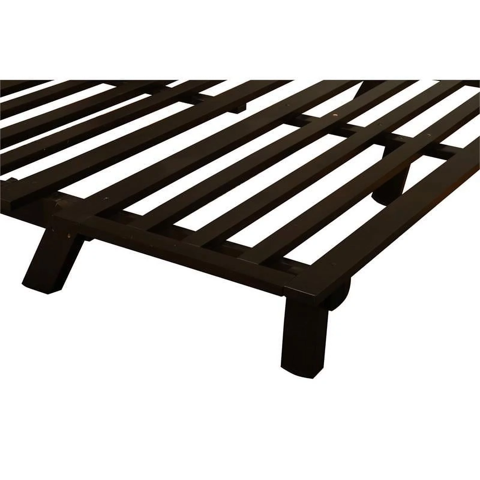Kodiak Furniture Carson Wood Futon in Java Brown Finish with Twill Gray Mattress