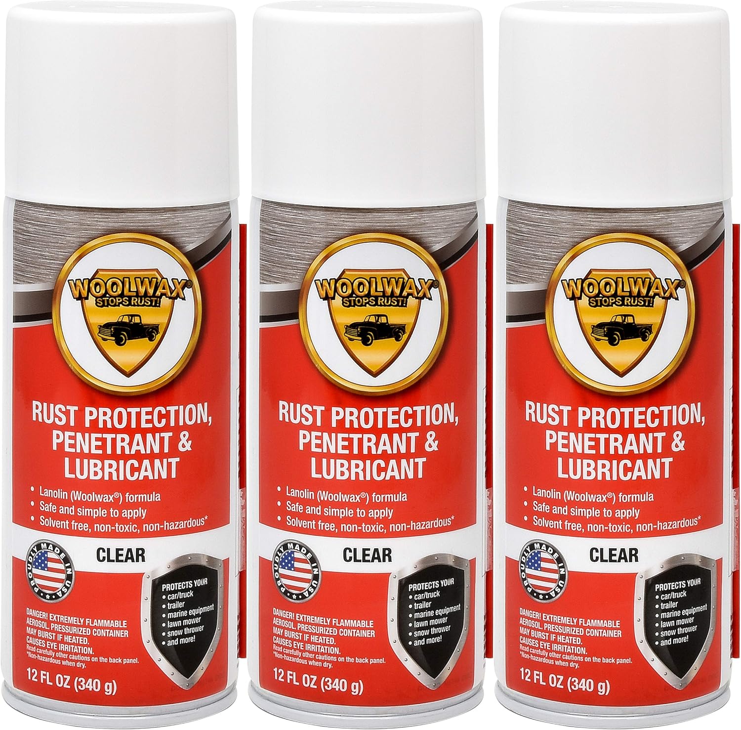 woolwax 12 Oz Undercoating Protection Aerosol Spray Can 3 Pack, Rust Inhibitor and Prevention, Anti Corrosion Multi Purpose Penetrant and Lubricant, Spray Can Extension Wand Included Pack of 2