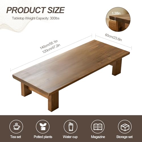 Japanese Floor Table Low Table for Sitting on The Floor，Japanese Dining Table Solid Wood Modern Coffee Table for Living Room,Dining Room,Tea,Tatami Altar Table (100cm)