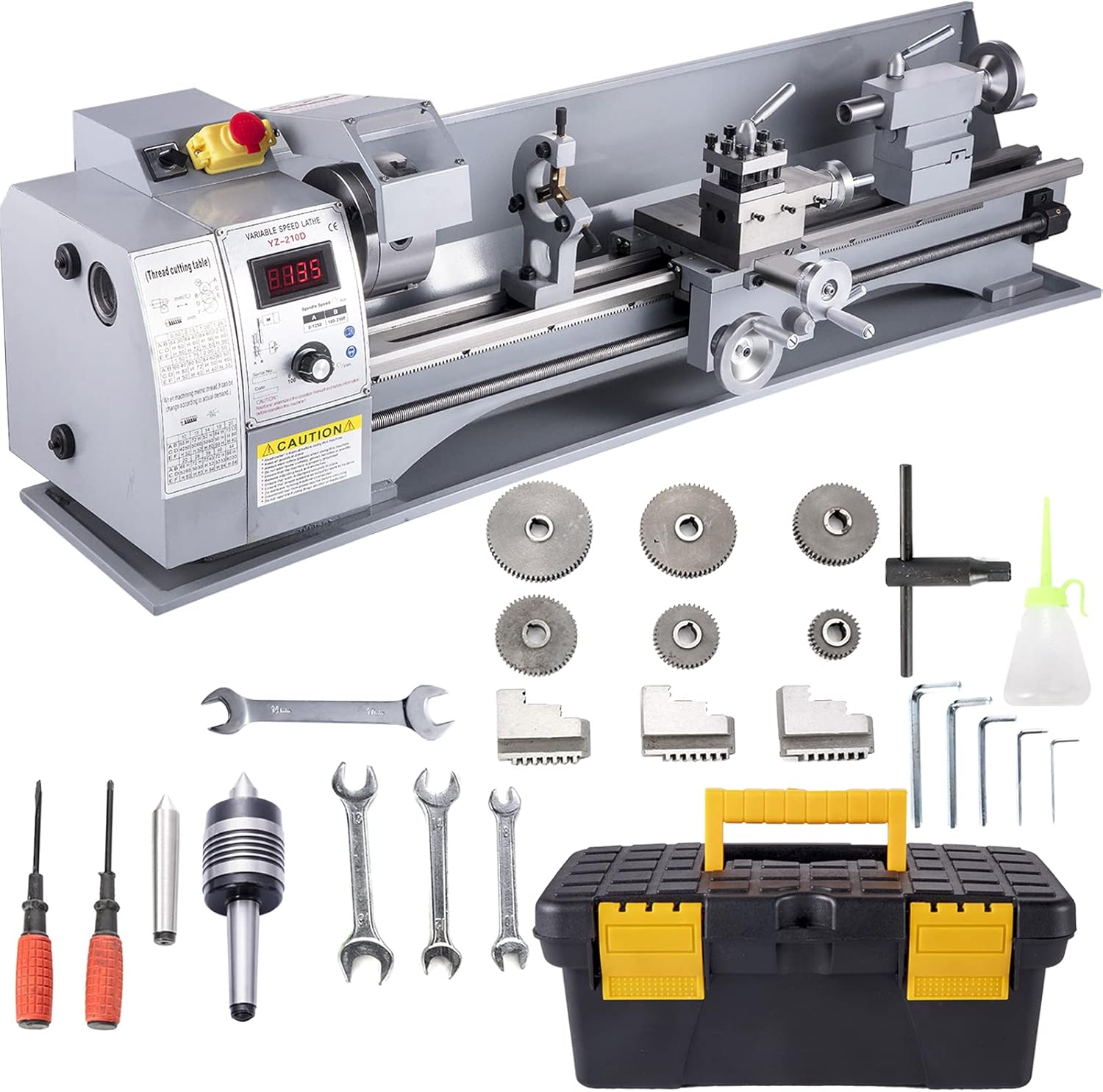 VEVOR Metal Lathe, 210x800 Mini Lathe Machine, 2500 RPM Variable Speed Change, 850W Precision Mini Lathe, Metal Working Lathe with Brushless Motor, Milling Machine for Various Metal Turning