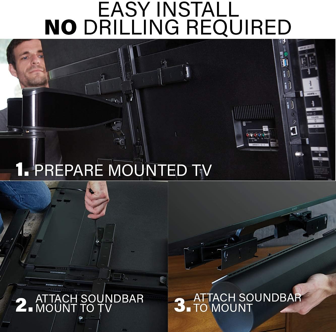Sanus Soundbar TV Mount Designed for Sonos Arc Sound bar - Height & Depth Adjustable for Dolby Atmos - Universal Compatibility Other TV Mounts - Easy Assembly -OSSATM