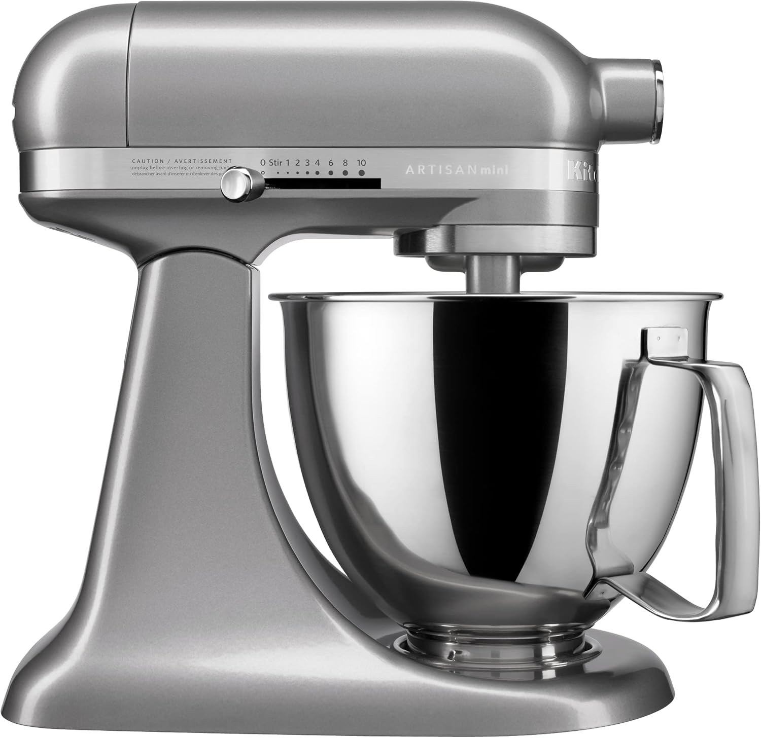 KitchenAid Artisan Mini 3.5 Quart Tilt-Head Stand Mixer - KSM3316X - Contour Silver and KitchenAid 3.5 Quart Tilt-Head Glass Bowl - KSM35GB