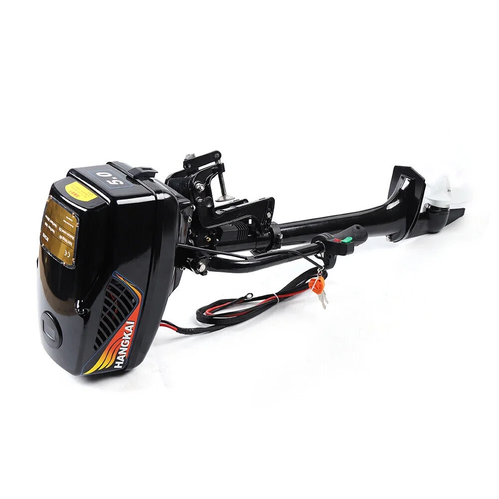 HANGKAI Electric Outboard Motor 1200W  Pure Copper Core Brushless Motor Fishing Boat Engine Long Shaft 48V Omni-directional Rotary Joystick W/ 90° Rotatable Bracket Fishing Boat Trolling