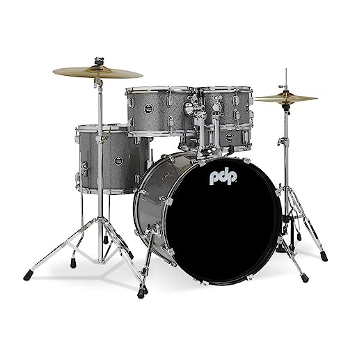 Pacific Drums Center Stage Complete Drumkit, 5 Drum Set, Iridescent Black Sparkle, 7x10, 8x12, 14x16 Floor, 16x22 Kick, 5x14 Snare (PDCE2215KTIB)