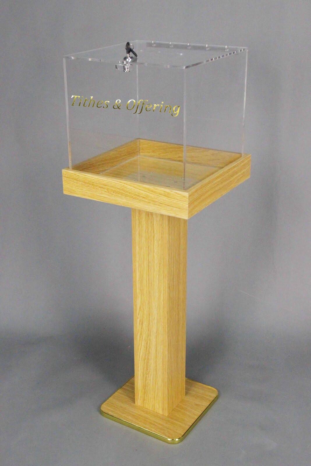 FixtureDisplays Clear Plexiglass Large Floor Standing Tithing Box Offering Box Ballot Box Church Donation Box 14301