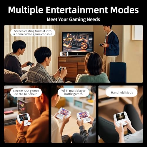 RG Slide Handheld Game Console RG Slide 4.7-inch LTPS In-Cell display 1280*960 Screen Retro Game Console 128G UFS2.2 Card Portable Arcade Video Gaming Console with Capacitive Joystick Black