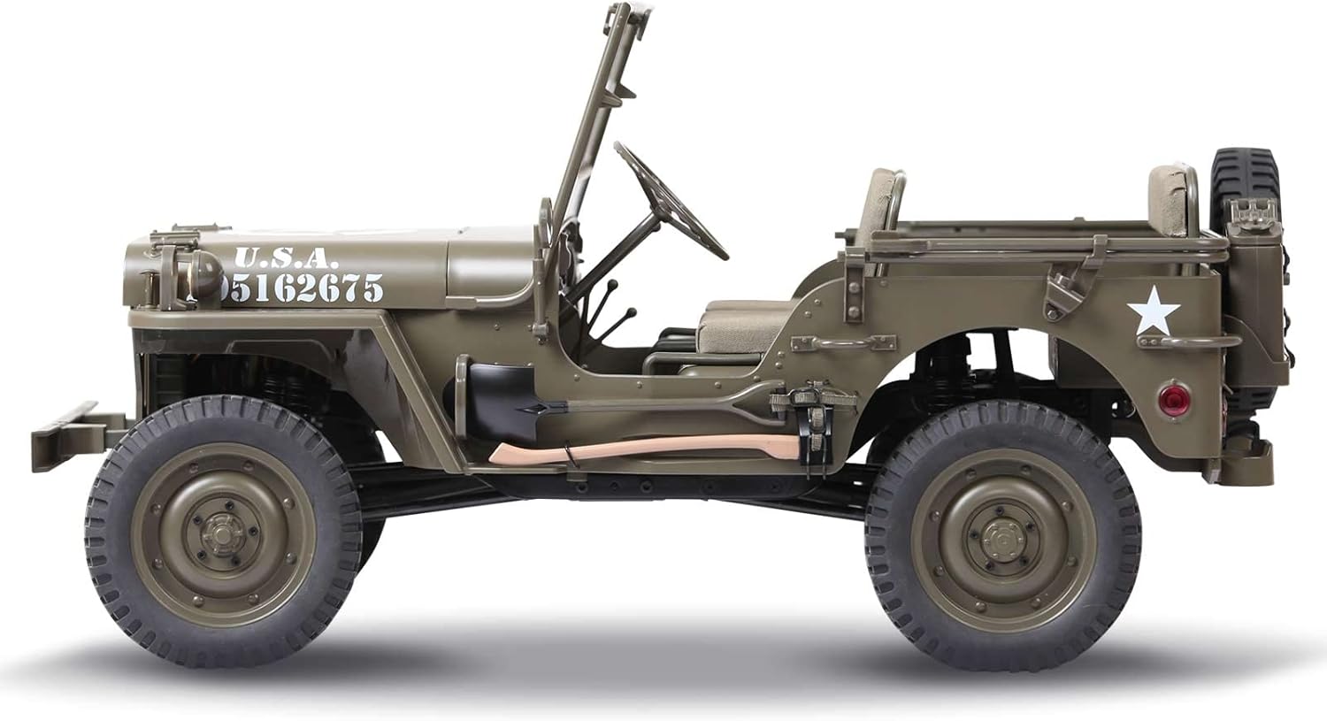 RocHobby 1/12 1941 MB Scaler RC Jeep, 4x4 Hobby Grade RTR RC Car Mini RC Rock Crawler Military, 2.4Ghz RC Truck with 180 Brushed Motor, LED Lights, Battery and USB Charger for Adults