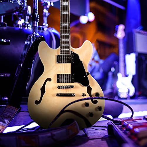 Grote Full Scale Electric Guitar Semi-Hollow Body Guitar Stainless Steel Frets(Red)