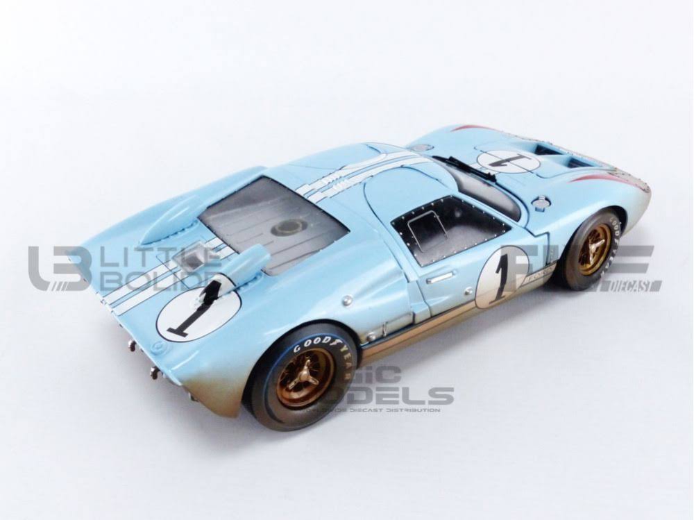 1966 Ford GT-40 MK II #1 Light Blue (Dirty Version) 1/18 Diecast Model Car by Shelby Collectibles