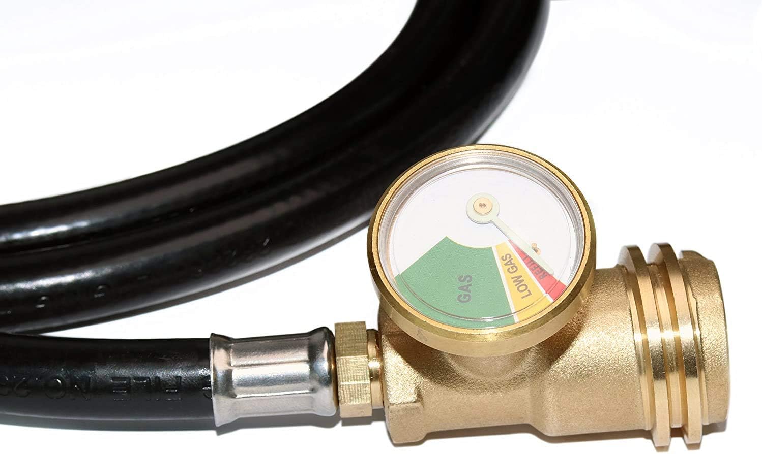 DOZYANT 12 FT Propane Extension Hose with Gauge -Leak Detector Replacement for Gas Grill, Heater and All Other Propane Appliances, Acme to Male POL Fittings Pack of 2