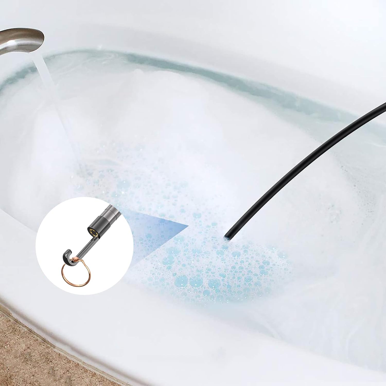 5.5mm Endoscope Borescope, Teslong Snake Inspection Camera with 4.5inch Screen, Automotive Scope Camera with Flexible Cable & Light, Home Waterproof Fiber Optic Bore Camera for Sewer Duct(16.5ft)