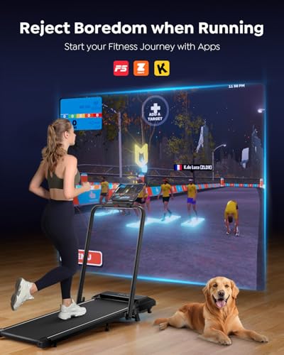 Walking Pad Treadmill with Incline, 2 in 1 Foldable Treadmills for Home Small Office, 300lbs Portable Compact Under Desk Treadmill with App, Remote Control and LED Display