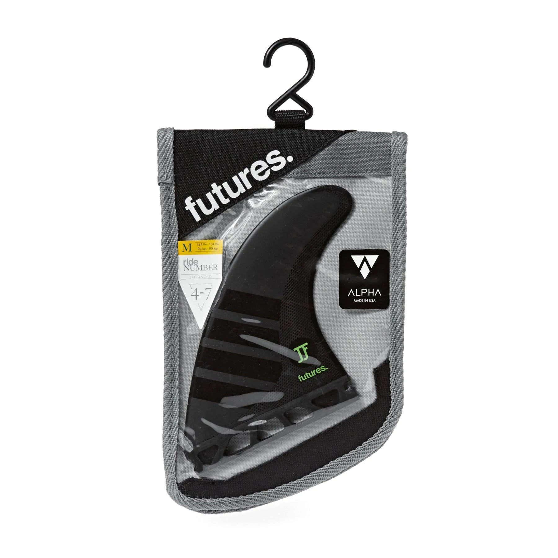 Futures Alpha Thruster Fin Set John John Carbon/Green Medium