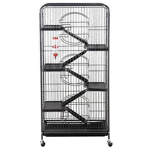 Yaheetech 52” 6 Level Indoor Ferret Rabbit Small Animal Cage Hutch Black with 3 Front