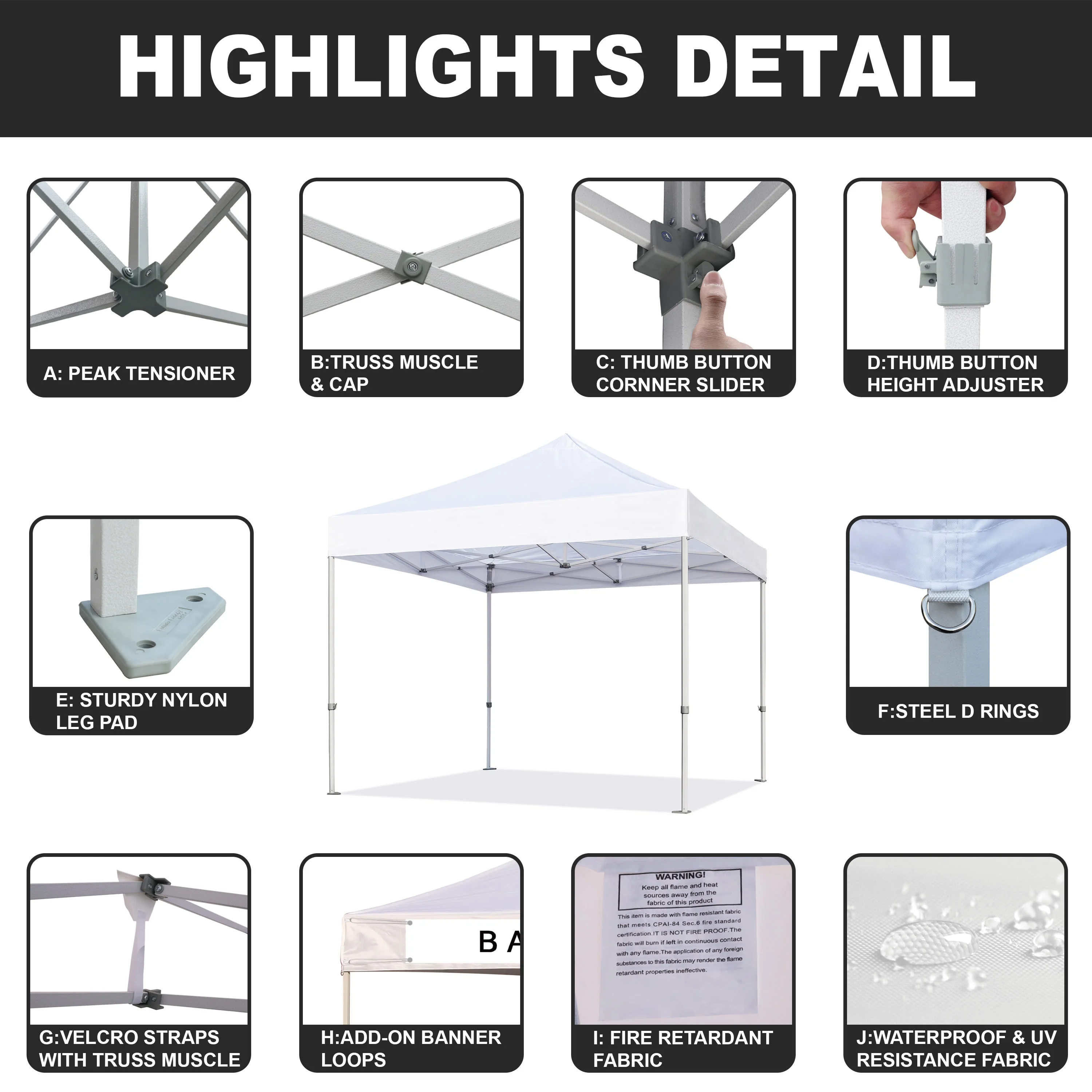 Keymaya 10x15 Pop Up Canopy Tent,Commercial Instant Shelter Canopies，Burgundy