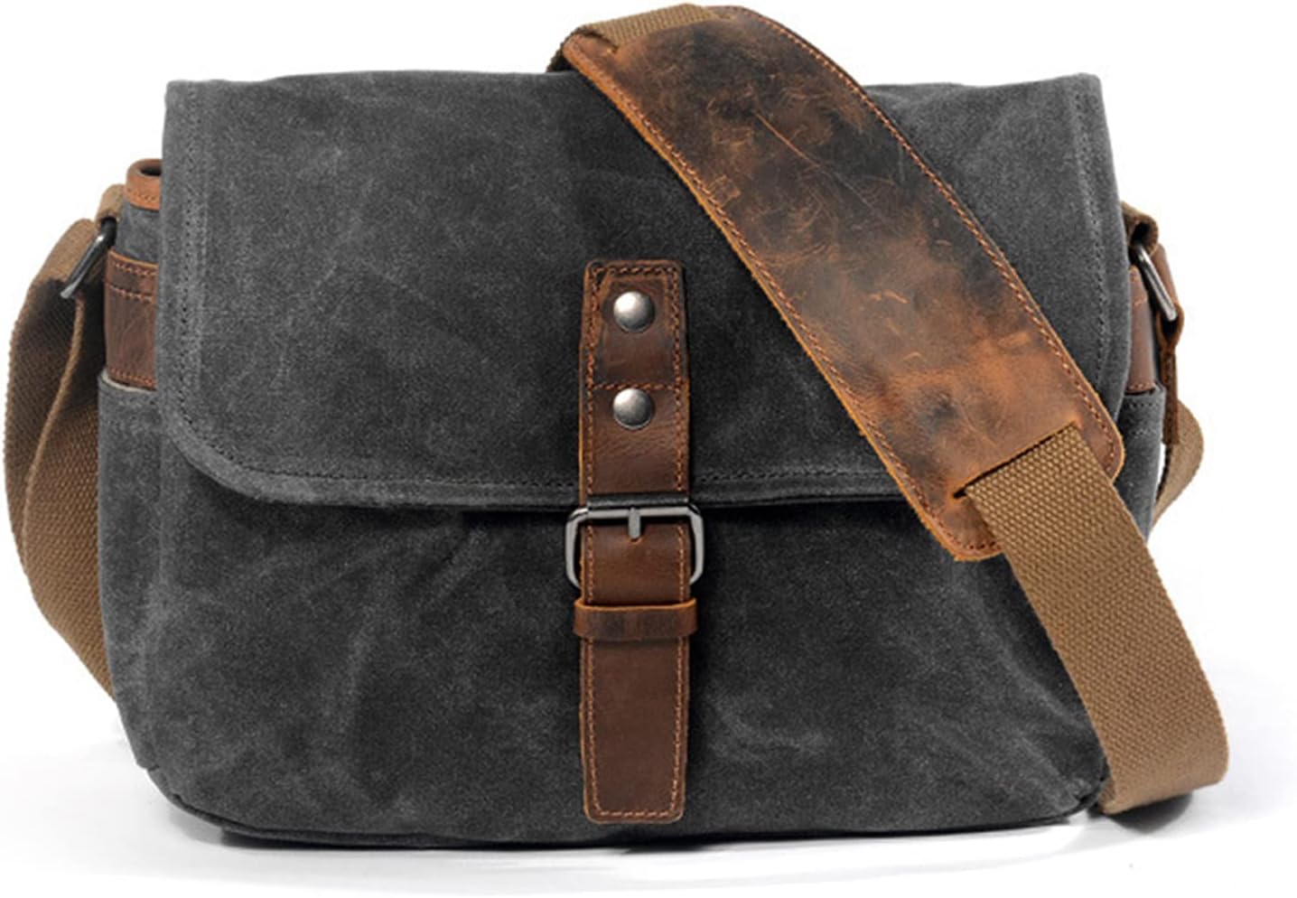 WISEHOMER Vintage DSLR Camera Bag,Waterproof Canvas Photography Packages, Cameras and Lenses Shoulder Sling Case, Micro Single Messenger Men (Coffee)