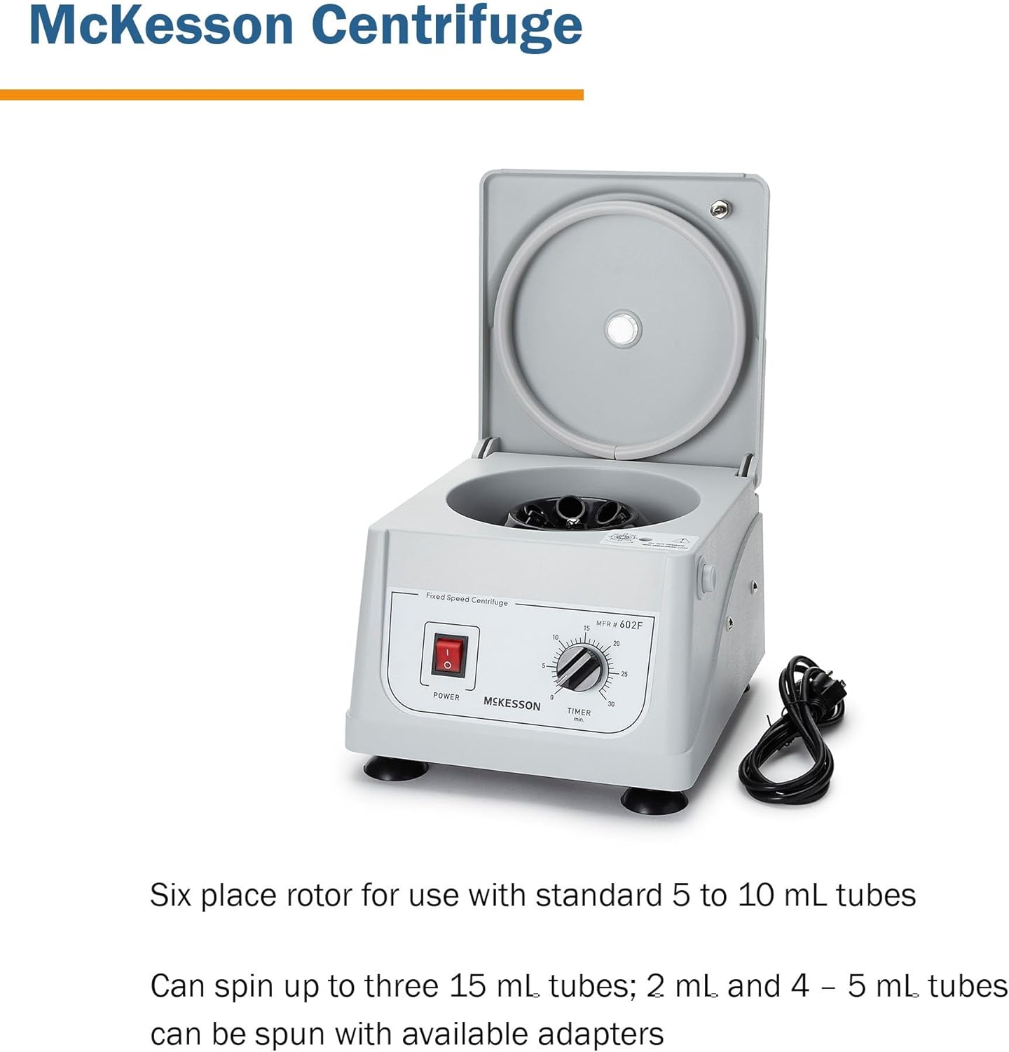 McKesson Centrifuge Machine for Laboratory Clinical Use, Fixed Speed at 3400 RPM - 6 Place Fixed Angled Rotor, 1 Count