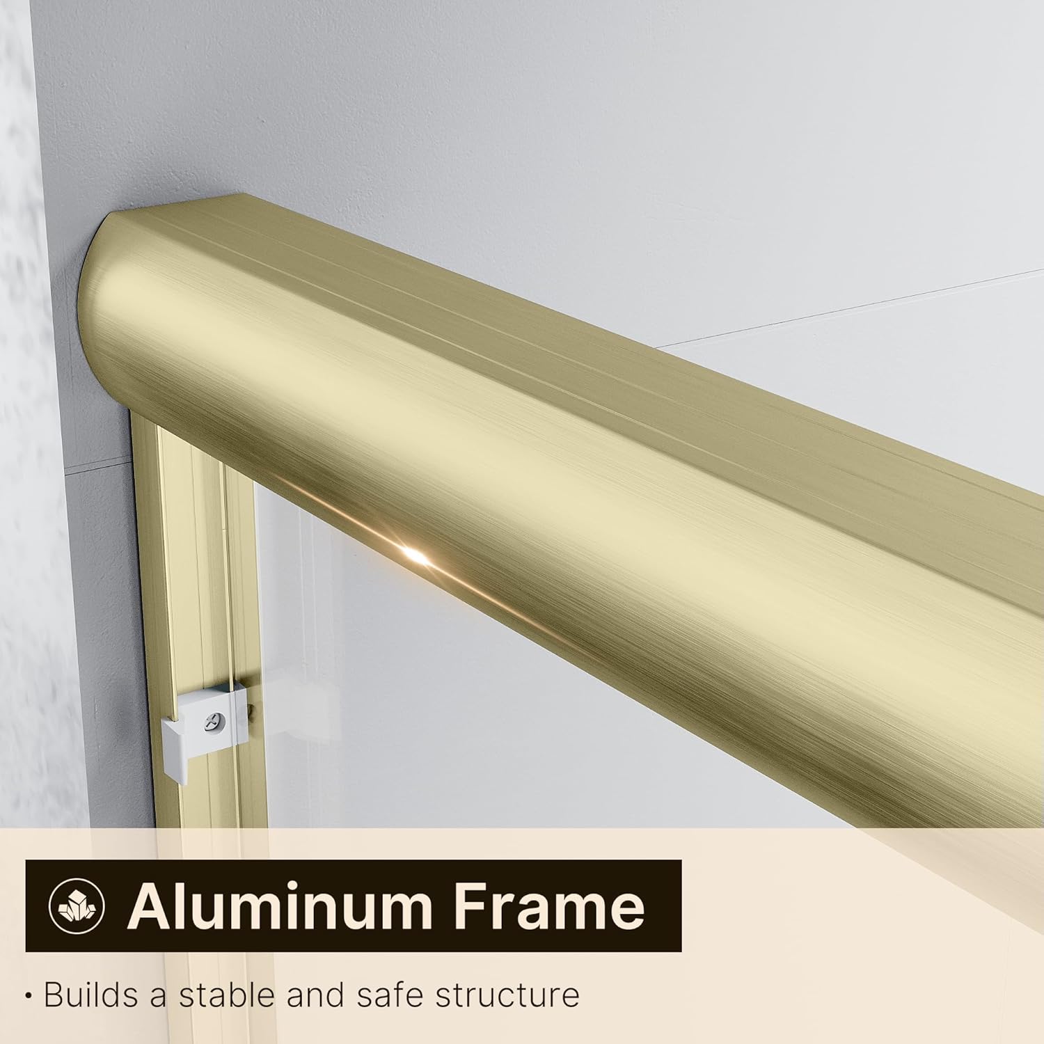 ELEGANT 60 in. W x 72 in. H Double Sliding Shower Door, Semi-Frameless Bypass Shower Glass Door, 1/4" Clear Tempered Glass, Brushed Gold Finish