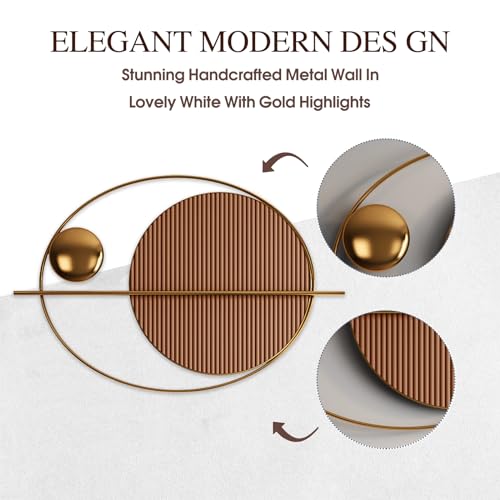 YUDACHU Metal Wall Art Gold Wall Decor for Living Room, Modern Creative Geometric Round Wall Art Decor 59" × 19.6" Large 3D Wall Accents for Bedroom, Dining Room, Wall Sculptures