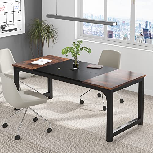 Tribesigns Modern Computer Desk, 63 x 31.5 inch Large Executive Office Desk Computer Table Study Writing Desk Workstation for Home Office, Spliced Desktop, White